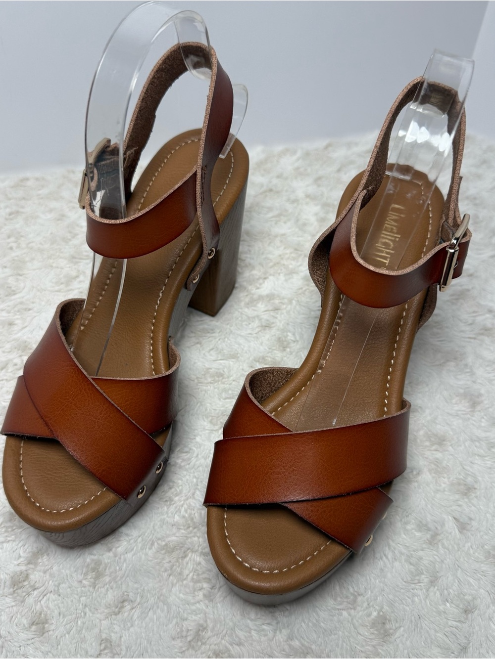 Limelight Cognac Platform Block Heel Sandal - Picture 2 of 9